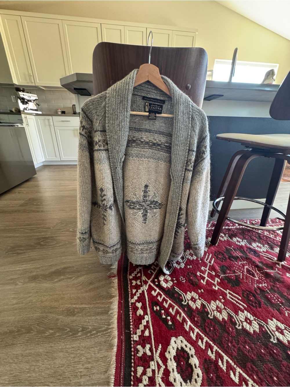 Eddie Bauer Vintage Beige and Gray Nordic Pattern Women's Cardigan - Picture 6 of 6